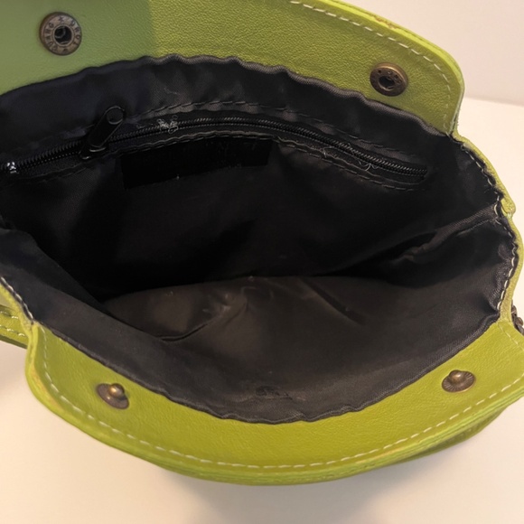 Borse In Pelle 🇮🇹 Italy Genuine Leather Small Crossbody Bag Purse Lime Green - Picture 11 of 14